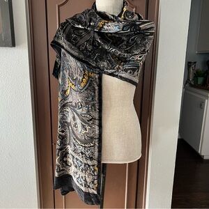 Avenue Velvet Damask Silk-Blend Scarf